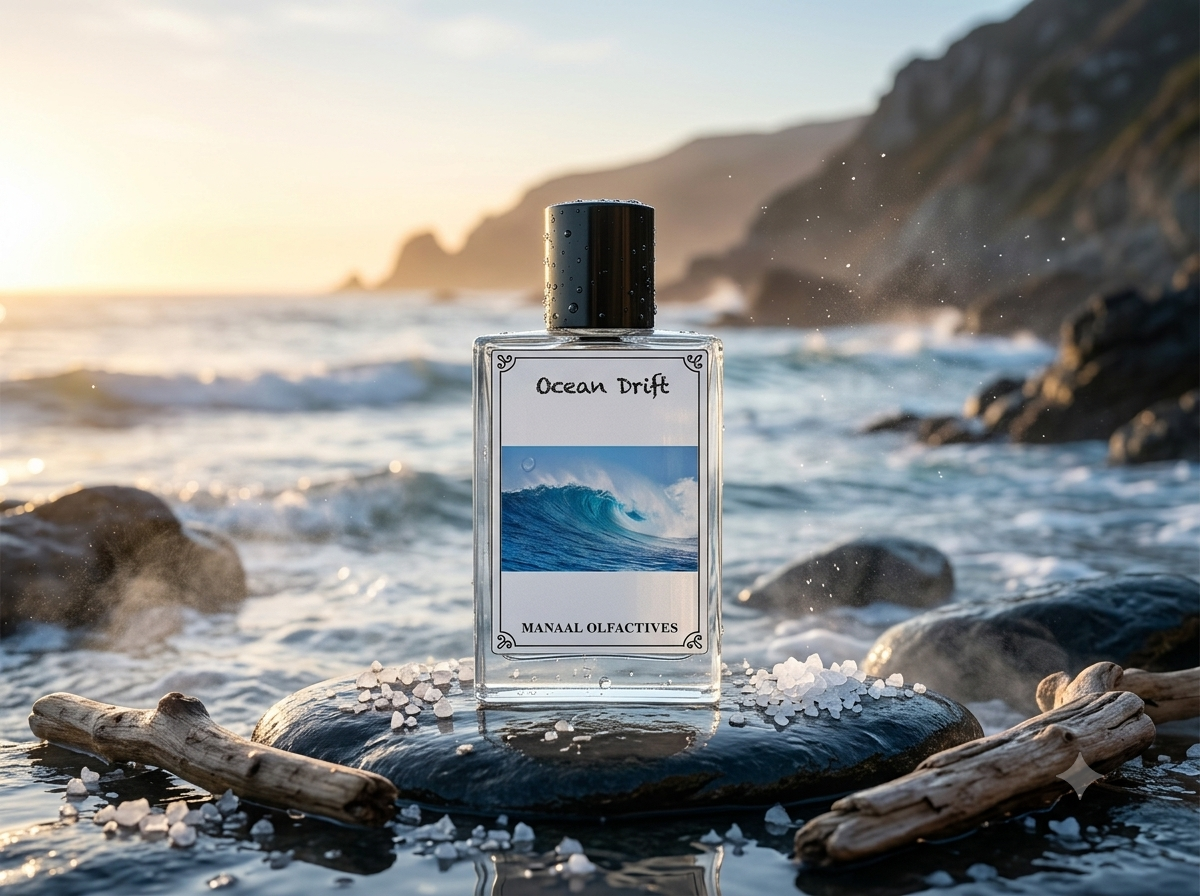Ocean Drift – inspired by House Blend perfume bottle, packaging box